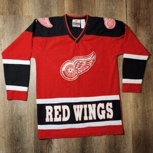 ❤️🥅🏒🤍Vtg.90s NHL Detroit Red Wings Mighty-Mac Hockey Kid's Jersey-M(10-12)